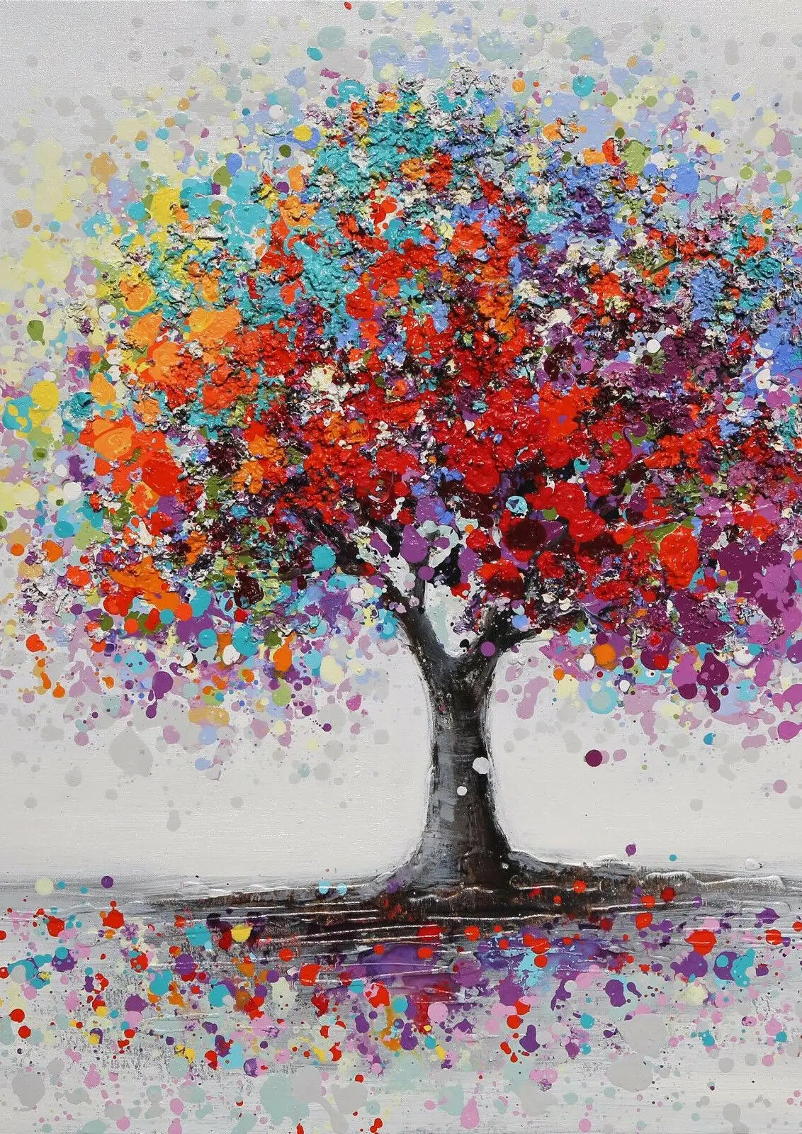 

Красочное дерево абстрактная картина Художественная печать Шелковый плакат домашний декор стен