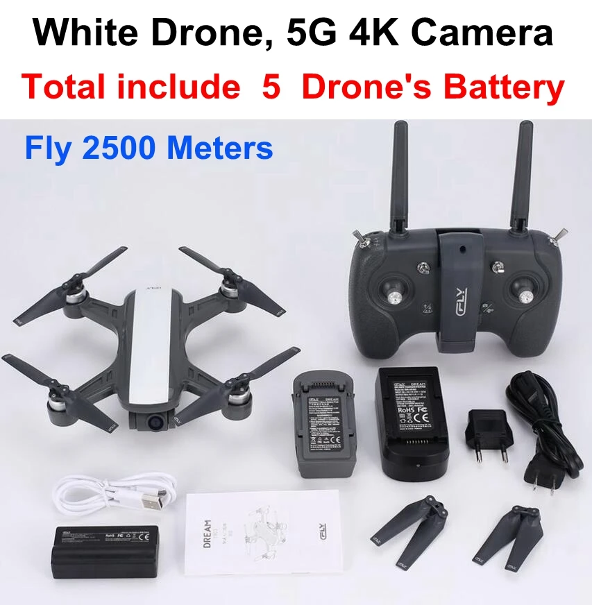 w dream 2500m 5b Дрон CFLY Dream gps RC бесщеточный мотор 5G Wifi FPV 4K Pixel HD камера режим следования за мной круг Летающий оптический поток V f11pro b4w Дрон - Цвет: w dream 2500m 5b