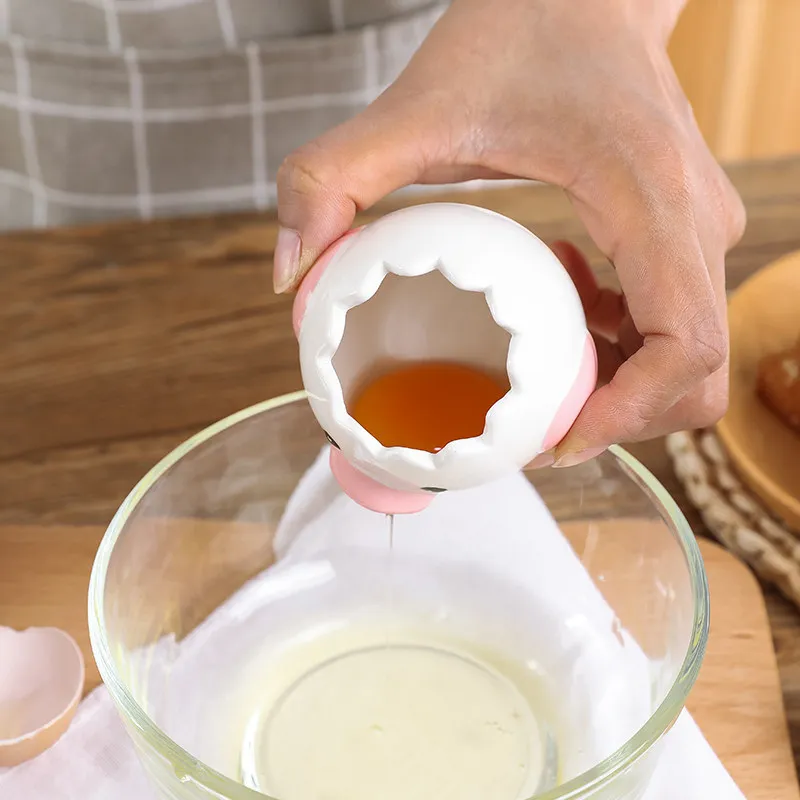 

Ceramic Chick Egg Divider White Egg Yolk Separator Cartoon Egg Liquid Filter Egg Holder Cute Kitchen Gadgets Baking Tools