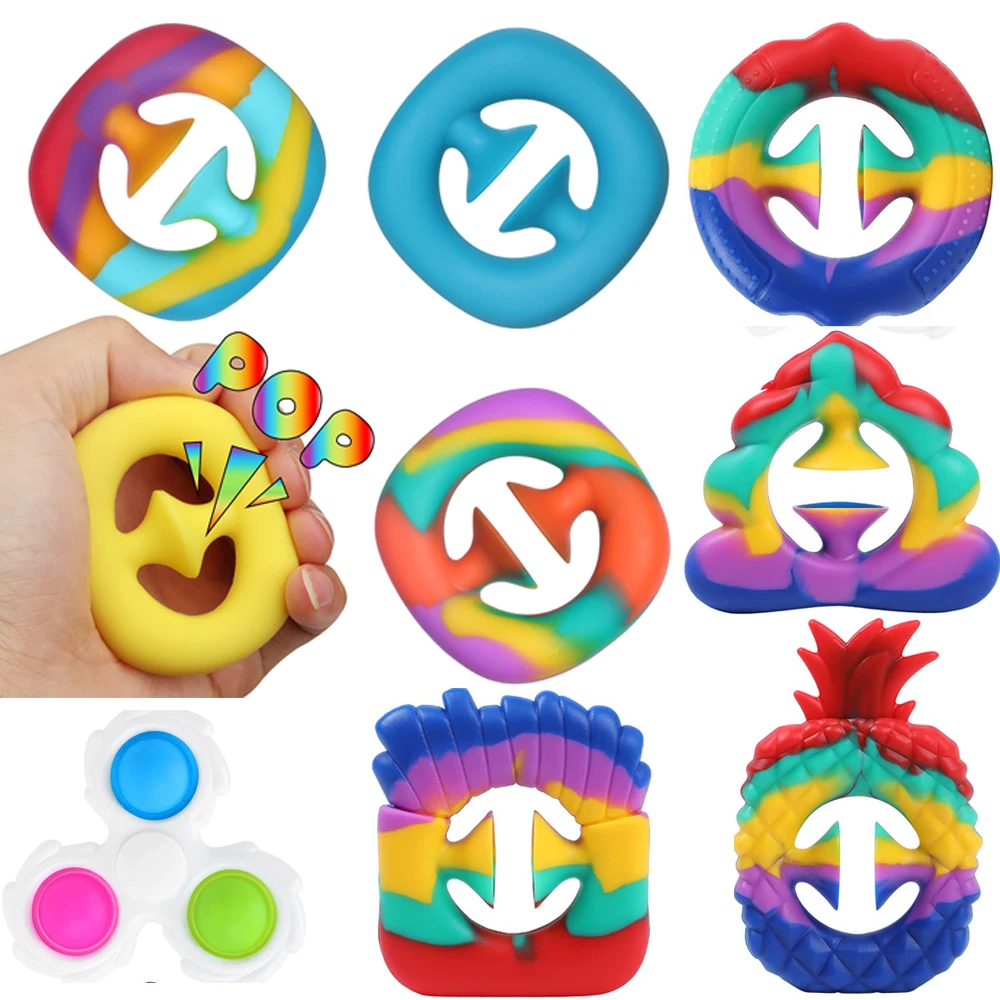 

Grab and Snap Hand Fidget toys Finger Muscles Simple Dimple Stress Spinner Squeeze Bands Snapper Sensory Stress Anxiety Relief