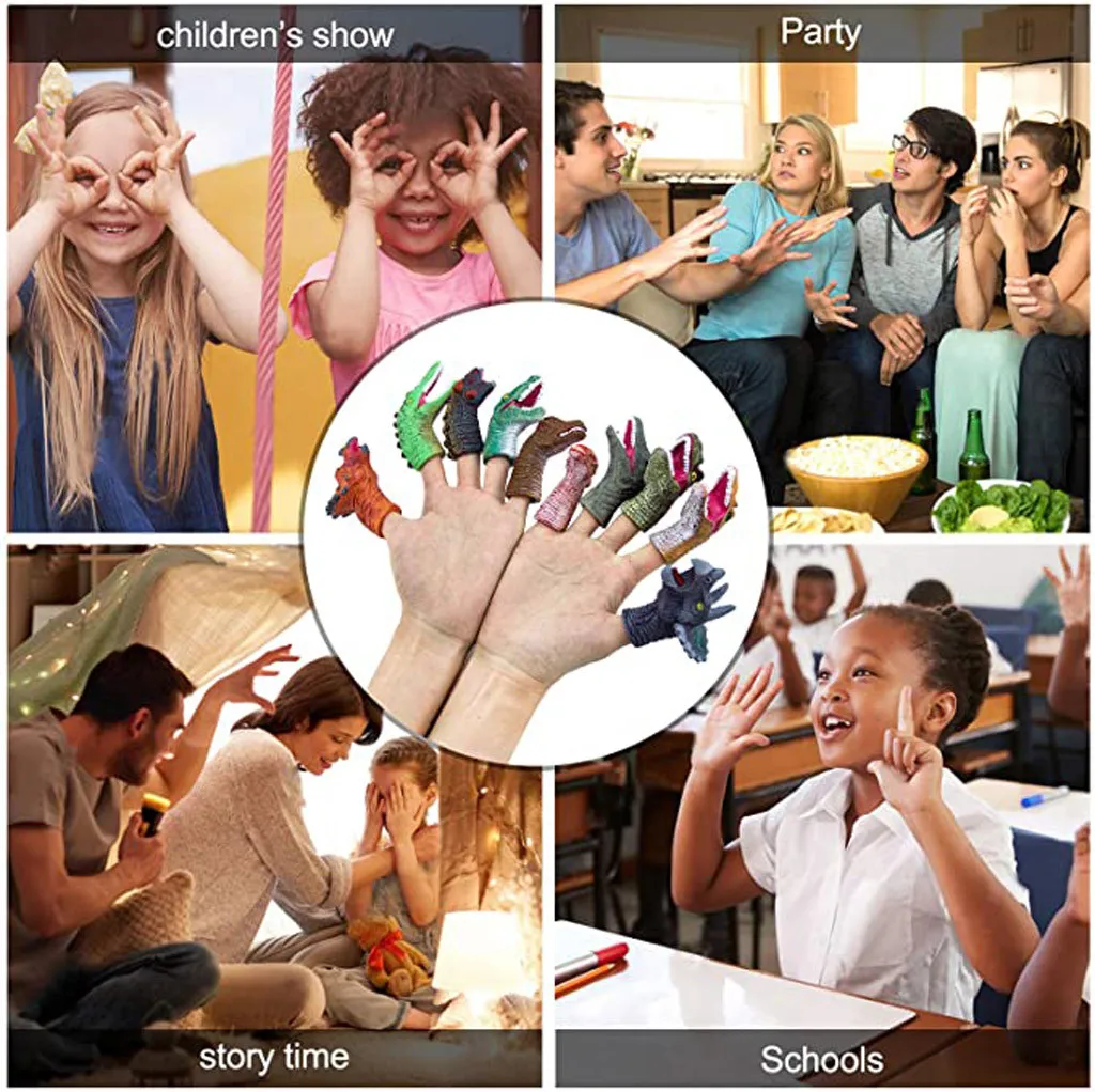 

Dinosaur The Puppet Silicone Characters Male Girl Doll Gloves Puzzle Kids Toys Gift To Appease Early Childhood Finger Puppet