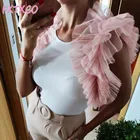 Пиджак для девочек, розовый короткий топ из тюля с оборками, пышная блузка, рубашка любого цвета, на заказ, 2021