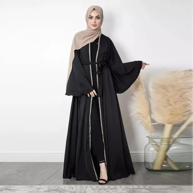 Женское длинное кимоно, открытая абайя, Дубай, кафтан, Турция, ислам, мусульманское платье Djellaba, кафтан, Марокко, 615