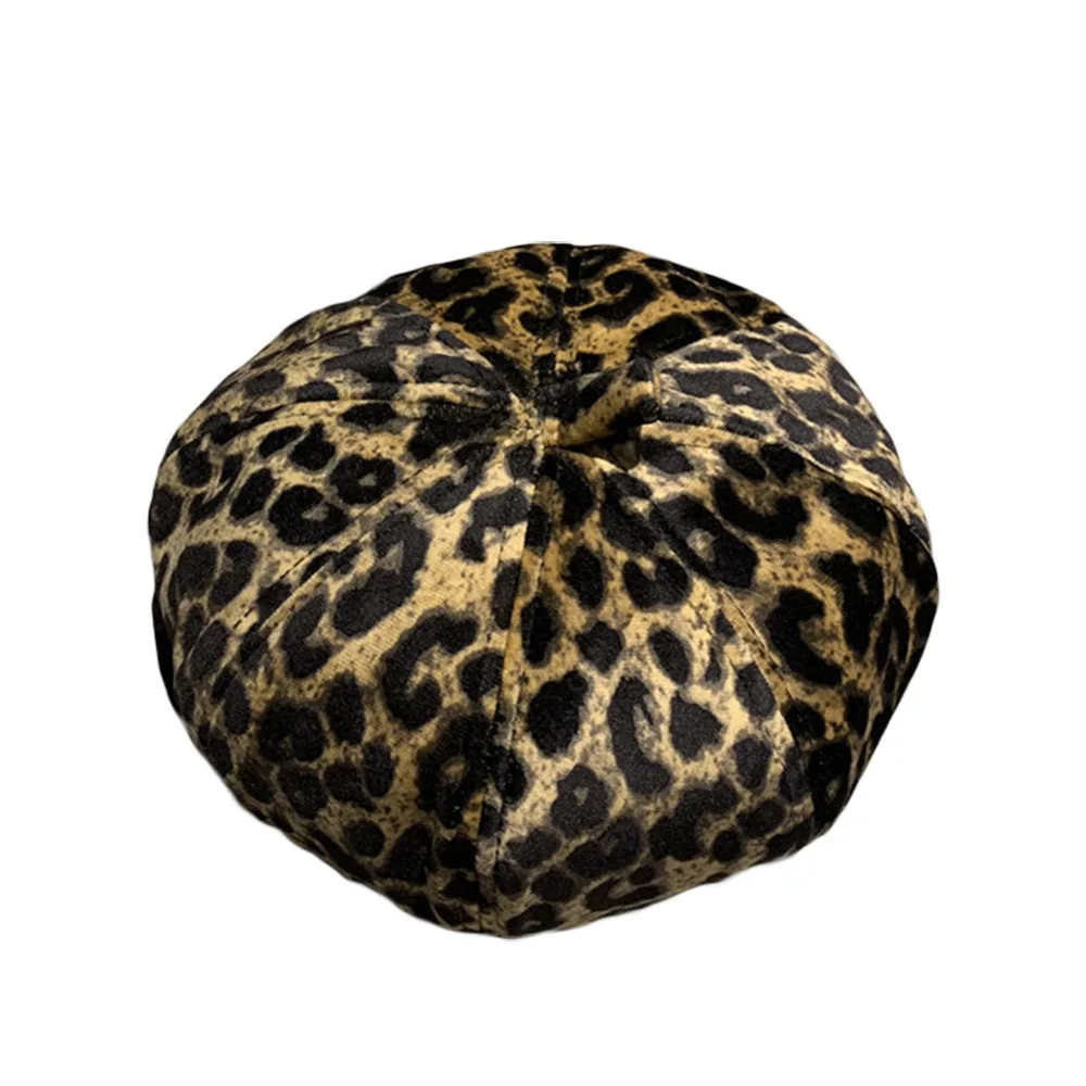 Повседневный берет H7502 с леопардовым принтом женский осенне-зимний простой кепка