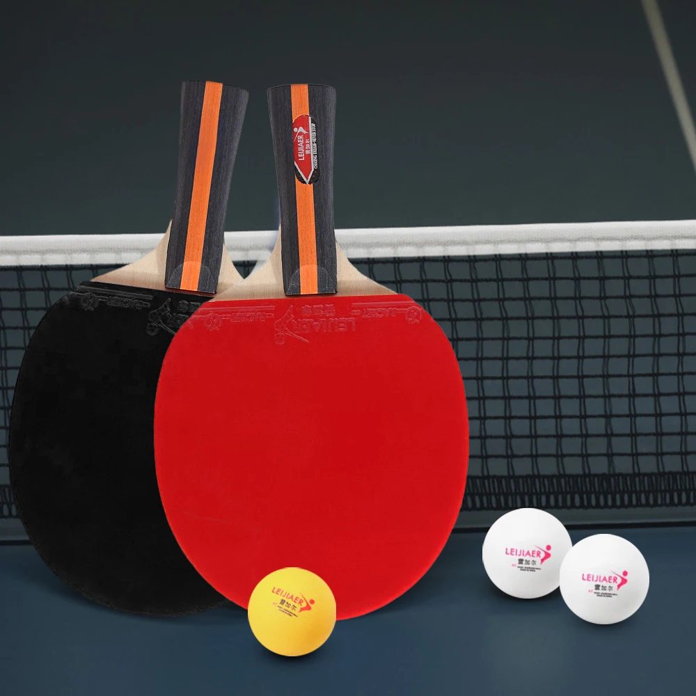 

2Pcs/Lot Table Tennis Bat Racket Ping Pong Paddle Racket Set Double Face Pimples In Long Handle With Bag 3 Balls