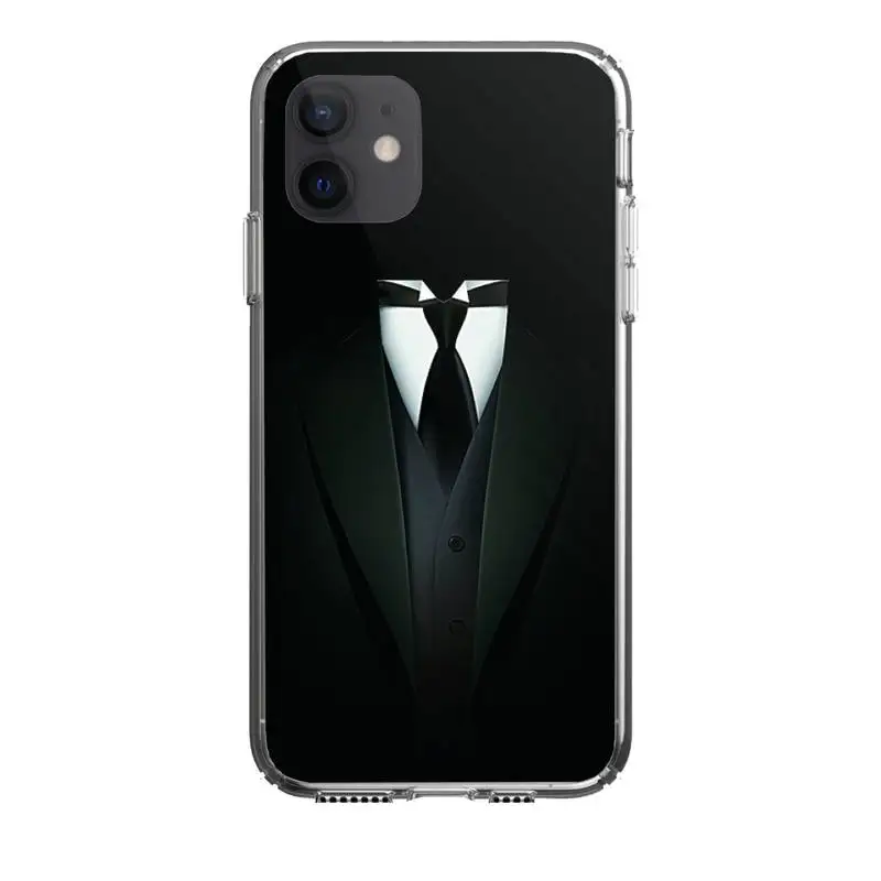 

Man Suit Shirt Tie Phone Case Clear Cover For Iphone 5 6 7 8 11 12 Plus XR X XS SE2020 11/12PRO Max Transparent Cases