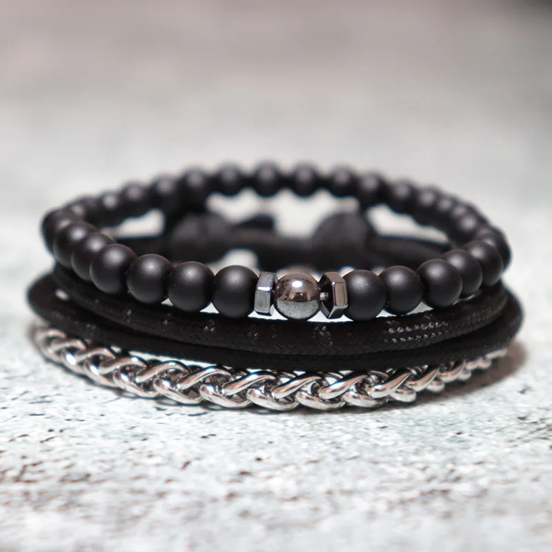 3 шт./компл. ручной работы веревка выживания браслет Нержавеющая сталь