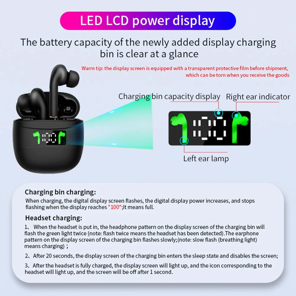 Bluetooth Earphones Stereo Wireless Headphones with mic Headphone Waterproof handfree gaming headset For All phone | Электроника