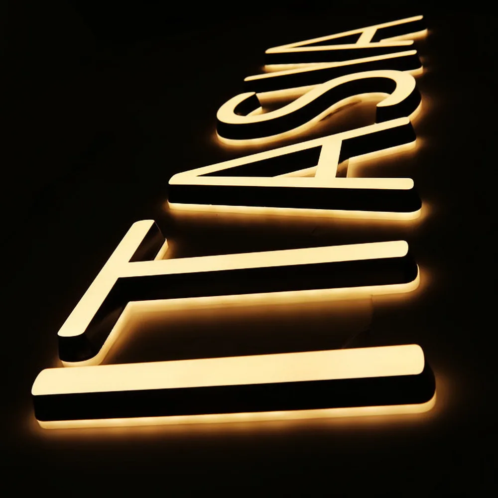 double sides lighted solid acrylic cut led letter sign mini waterpoof acrylic Illuminate sign for freely customized