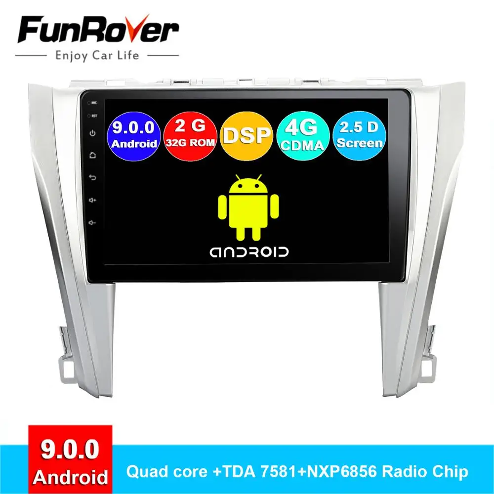 Автомобильный мультимедийный dvd плеер FUNROVER android 9 0 2.5D + IPS для Toyota Camry 55 2015 2016 2017