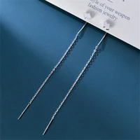 a00201 925 sterling silver minimalist lightning long chain ear line for women korean fashion rock jewelry drop earrings