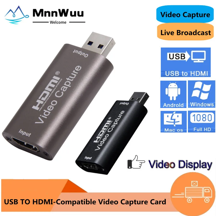 

4K Video Capture Card USB3.0 2.0 HDMI Video Grabber Record Box for PS4 Game DVD Camcorder Camera Recording Live Streaming