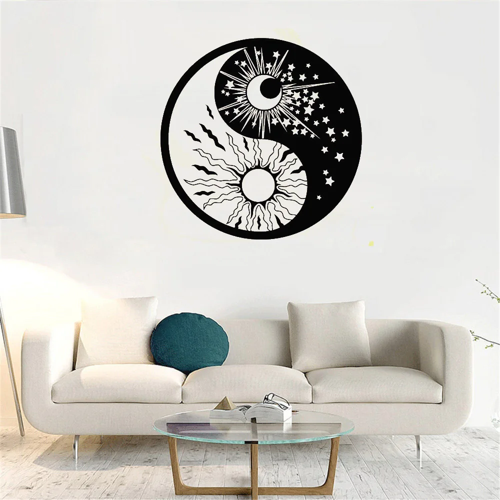 

Buddhism Stars Day Night Yin Yang Symbol For Bedroom Sun Moon Wall Stickers Decor Company Vinyl Wall Decal ov352