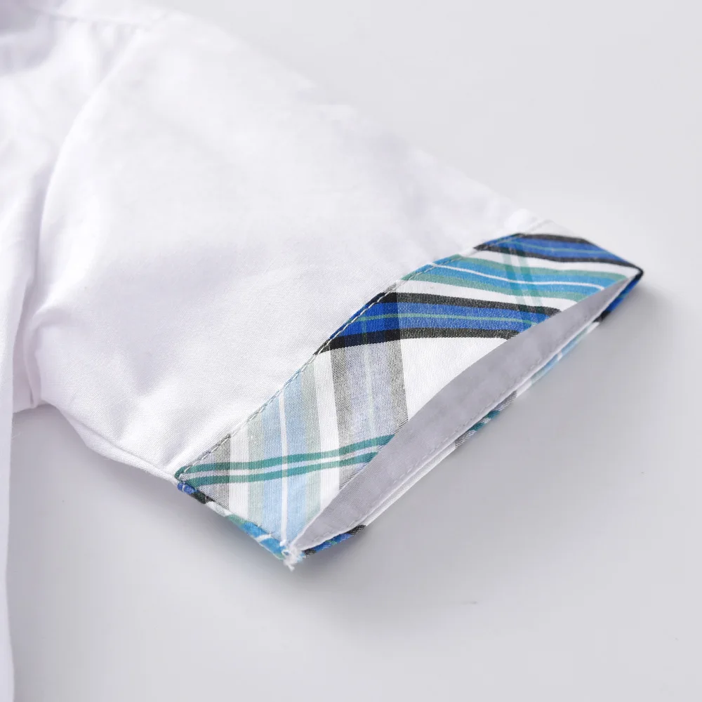 Летние модные рубашки в клетку для маленьких мальчиков 2 3 4 5 6 7 лет белая