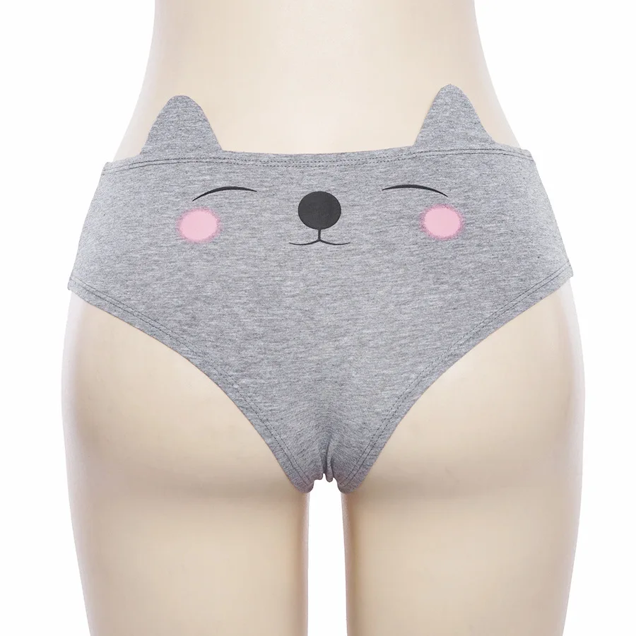

Women's Cute Pure Cotton Briefs Breathable Cat Ear Shorts Lovely Lady Triangle Shorts Underpants