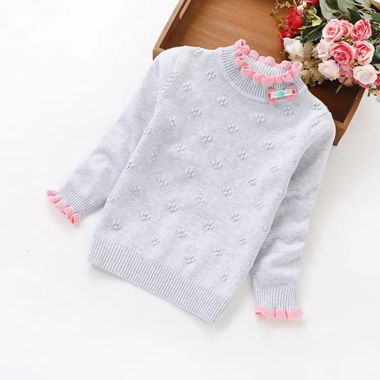 Новинка осени 2019 модный свитер из чистого хлопка для девочек детский Однотонный