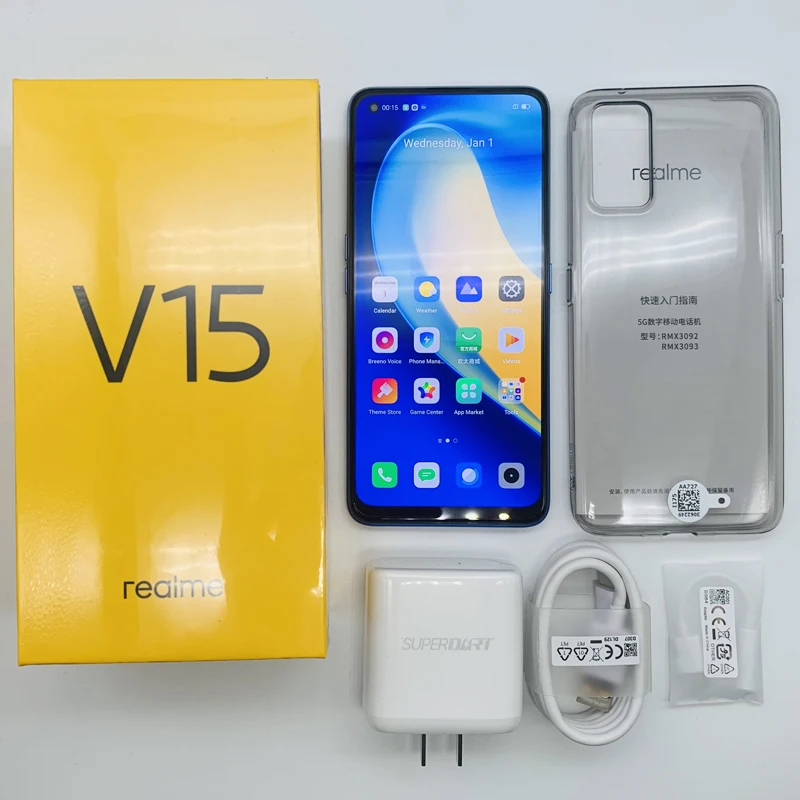 

New Realme V15 5G Smartphone 50W Fast Charge 6.4'' AMOLED Fullscreen 64MP Triple Cameras 4310mAh MTK Dimensity 800U Mobile Phone