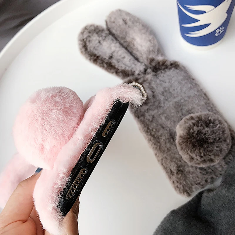 Милый пушистый чехол из меха кролика для Huawei P10 P20 P30 Mate 10 20 30 Pro lite 20X Honor 8 9 10i теплый