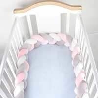 100cm newborn baby bed bumper children pillow bumper three twisted infant crib fence cotton cushion kids room bedding decoration