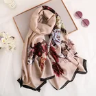 Дизайнерский брендовый женский шарф 2021, длинные шелковые шарфы с принтом, Модный женский платок хиджаб и шарф, бандана, пляжные палантины
