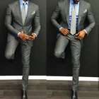 Костюм Homme Серый Новый Модный повседневный стильный мужской костюм для жениха свадебный приталенный смокинг для жениха (пиджак + брюки)