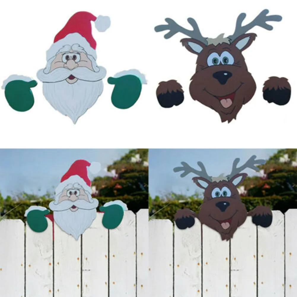 

2021 New Year Santa Claus Fence Peeker Christmas Decorations Outdoor Festivity To The Occasion For Home Garden Christmas Decor