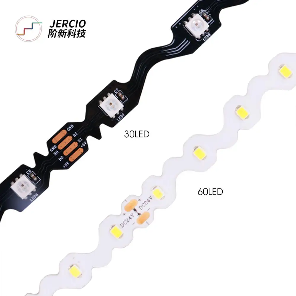 S образная Светодиодная лента DC5V SMD5050 WS2812b SK6812 30 светодиодов/м точки прерывания