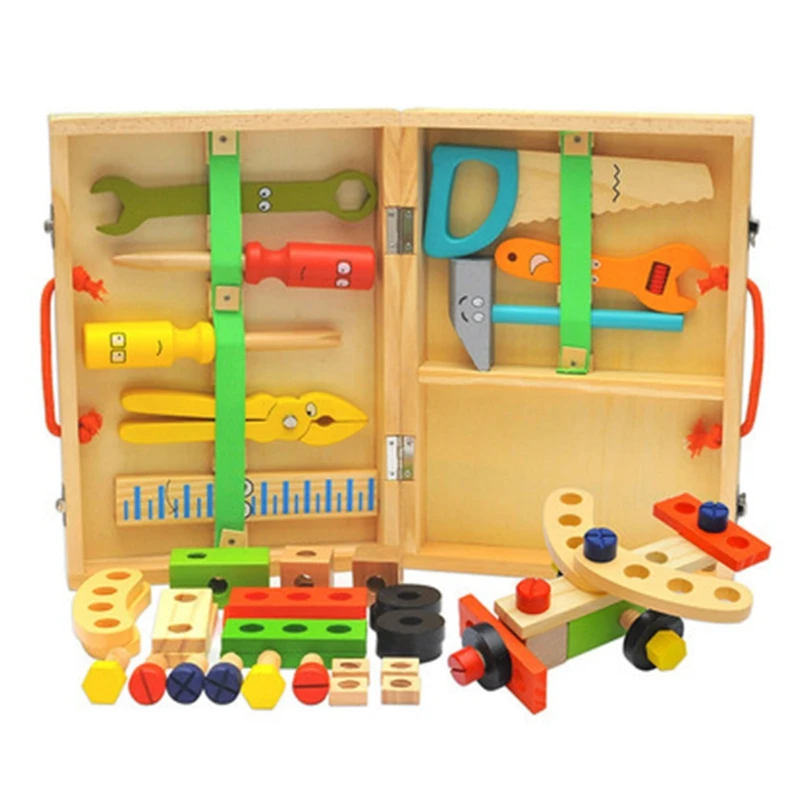 

Kids DIY Toolbox Toy Educational Block Toy 3-D Puzzle Brain Developmental Construction Block w/ Screwdriver for Toddlers