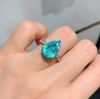 funmode trendy color blue cubic zircon waterdrop finger rings bijoux adjustable ring fashion jewelry cobre cz anillo fr27