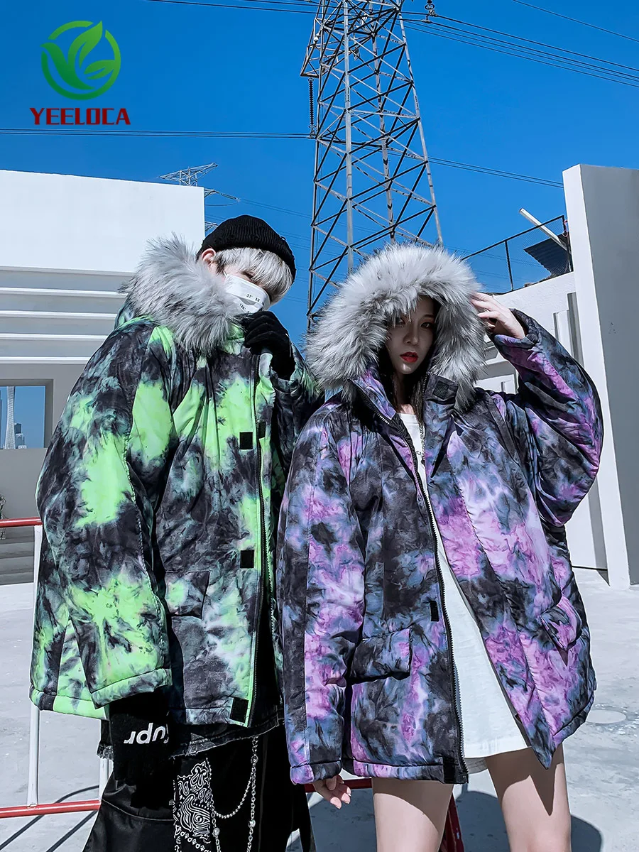 Камуфляжная куртка с меховым воротником пальто в стиле хип-хоп Мужская