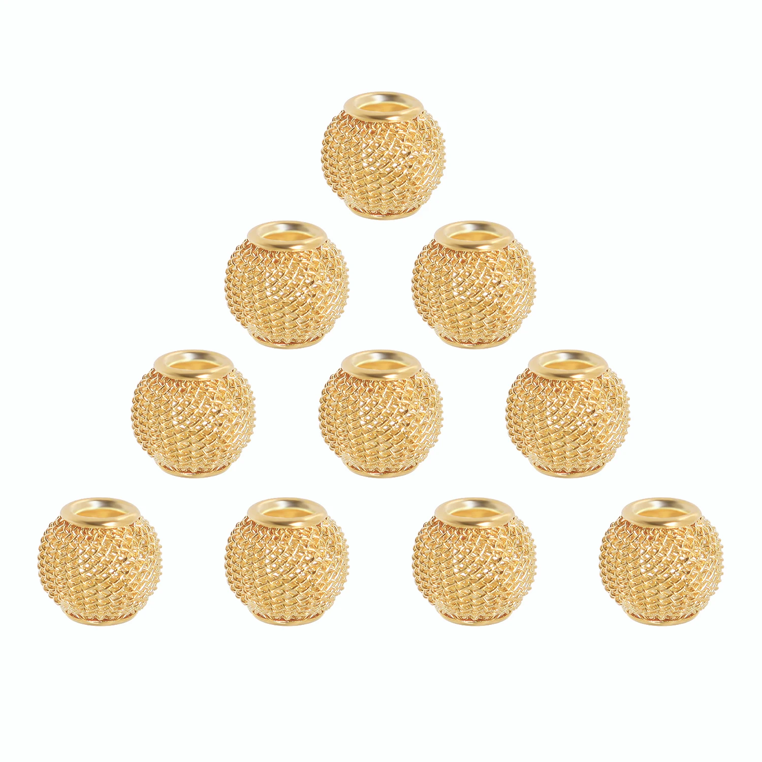 

30Pcs Factory Price Round Ball 10x7mm Mesh Net Spacer Metal Beads Big Hole for DIY European Charms Bracelet Jewerlry Findings