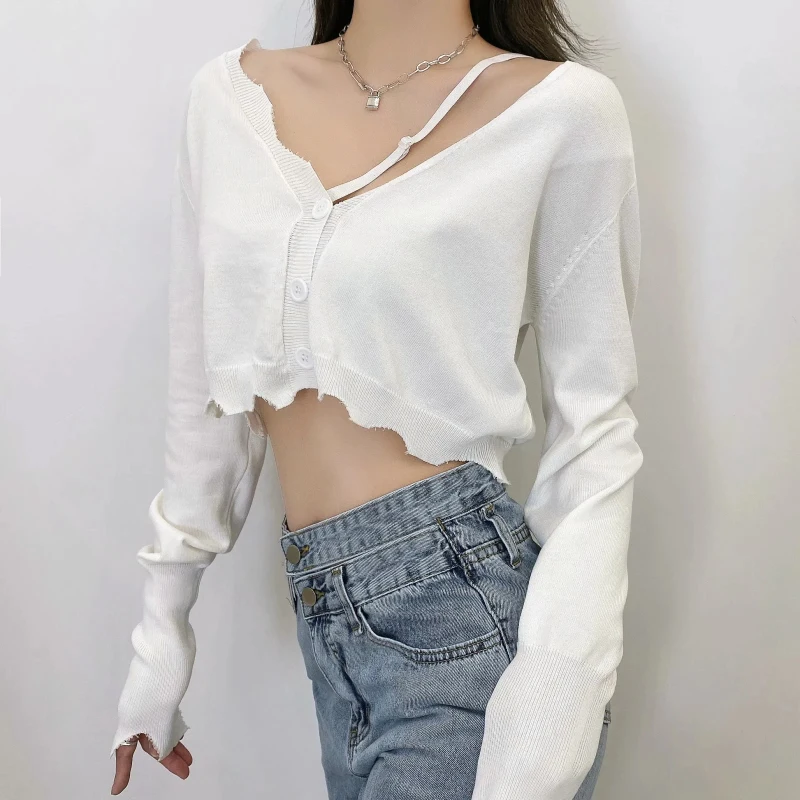 Женский трикотажный кардиган на пуговицах повседневный однотонный Свободный