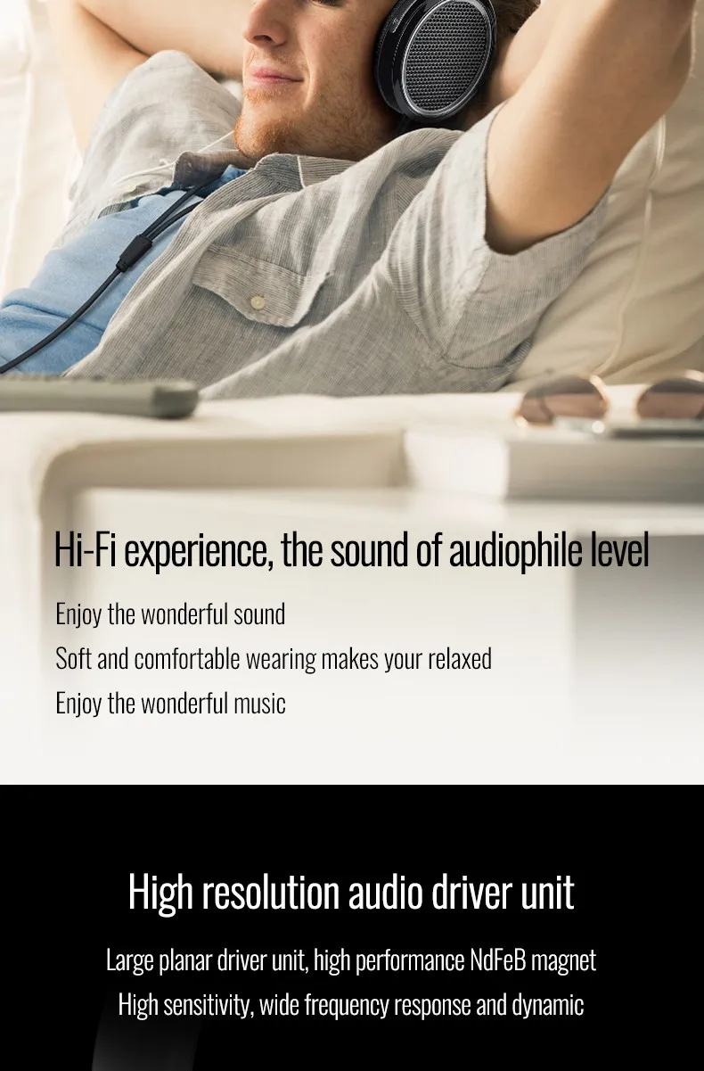 Takstar HF 580/HF580 Hi-Fi Плоские наушники ультра-большая плоская диафрагма с низким искажением Мощный НЧ полный СЧ прозрачный ВЧ