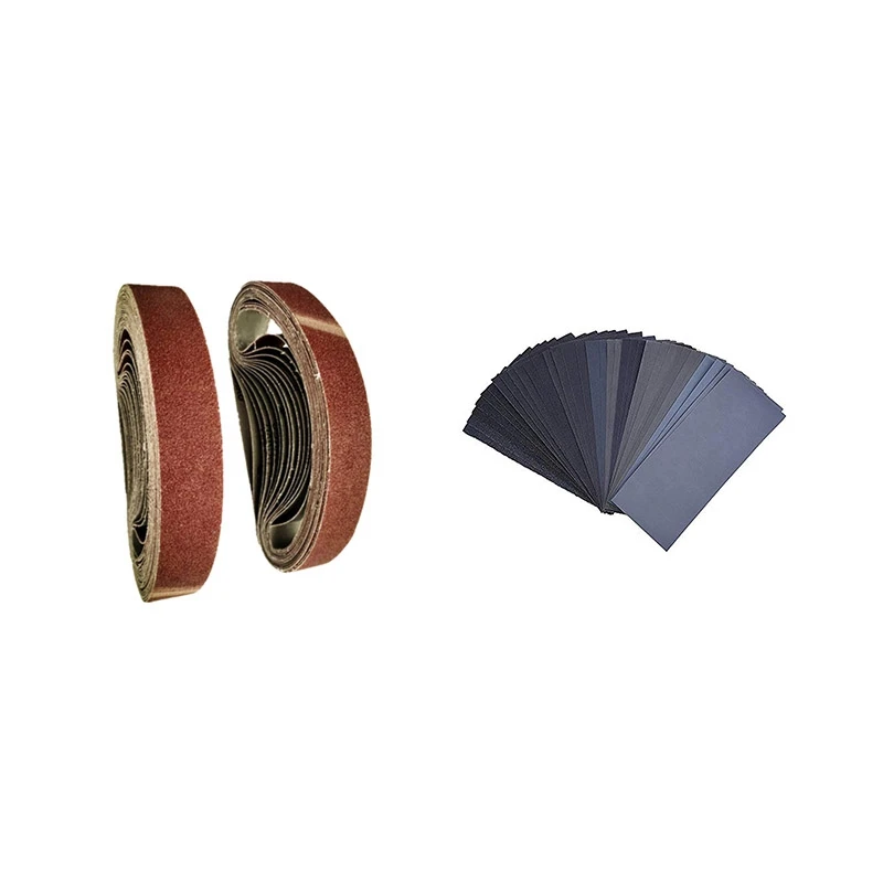 

18Pcs Alumina Abrasive Belt 533X30 Brown Corundum Annular Abrasive Belt & 90Pcs Assorted Grind Sandpaper
