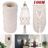 100m natural macrame cord twisted string cotton rope for handmade diy beige cotton rope for home wedding decor
