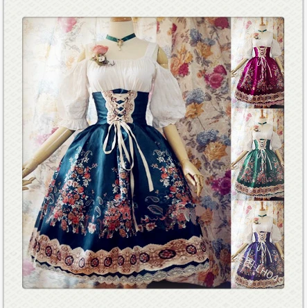 

Gothic Lolita Maid Court Dress Off Shoulder Hight Waist Slim Retro Lace Dress Victorian Medieval Dress for Girls Palace Costume