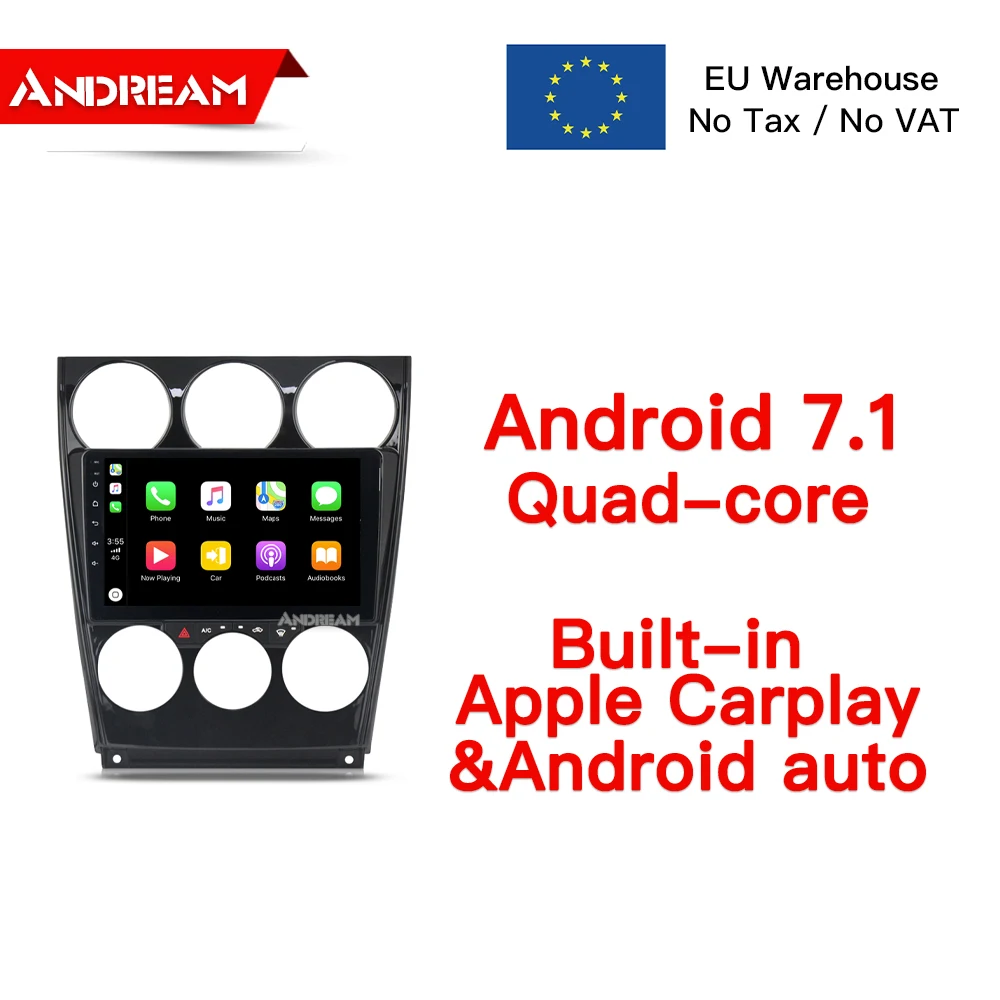 Andream 9 &quotAndroid 8 1 carplay Octa ядерный автомобильный dvd плеер для Mazda 6 2002 2008 2G + 3 rom gps