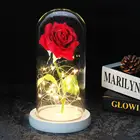 Искусственные цветы, подарок на день Святого Валентина, украшение для дома, вечная роза в стеклянном куполе, светодиодный светильник подарки на свадьбу, день рождения, оптовая продажа