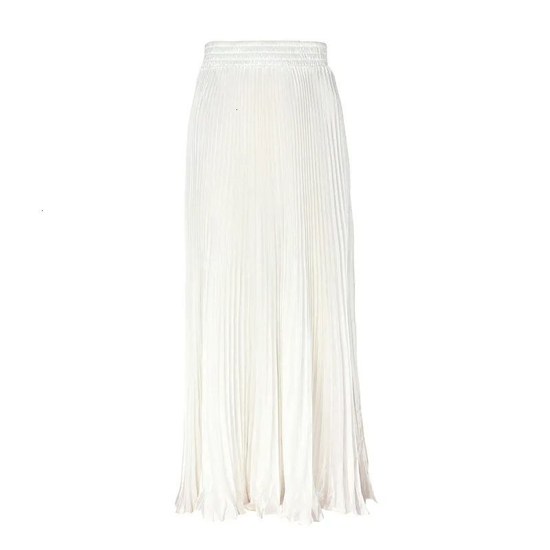 2019 Spring Summer Chic Solid Color Pleated Skirt Long Women Korean Sexy Ladies Clothes Elegant Office Jupe Maxi Big Size Skirts |