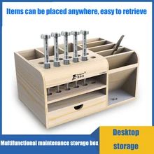 Tool Guide Wooden Storage Box Screwdriver Tweezers Holder Mobile Phone Repair Desktop Reception Tool Parts Box
