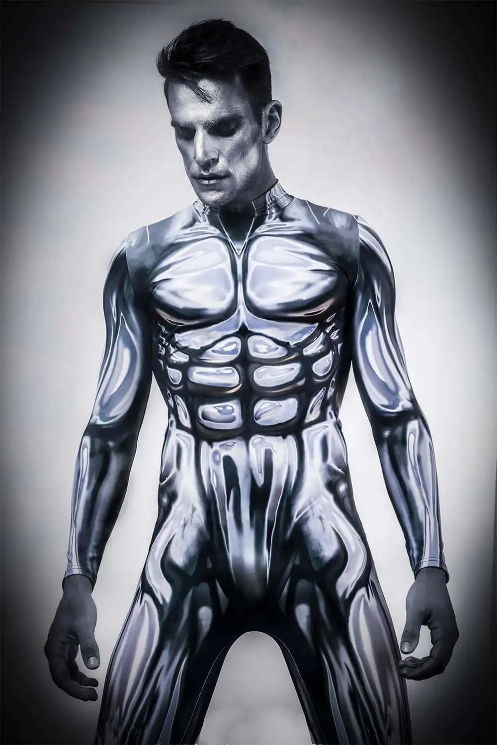 Silver Surfer Cosplay Costume 3D Printed Zentai suit Halloween Catsuit Superhero Bodysuit Adults | Тематическая одежда и