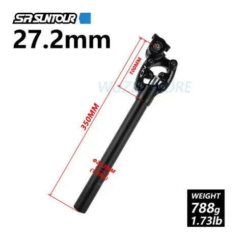 SR SUNTOUR 27.2mm SR SUNTOUR Велосипедное Сиденье Велосипеда NCX путешествия Подседельный штырь для горного велосипеда, 350 мм/400 мм* 27,2/28,6/30,0/30,1/30,4/30,8/31,6/33,9 мм трубки - Цвет: SR SUNTOUR 27.2mm