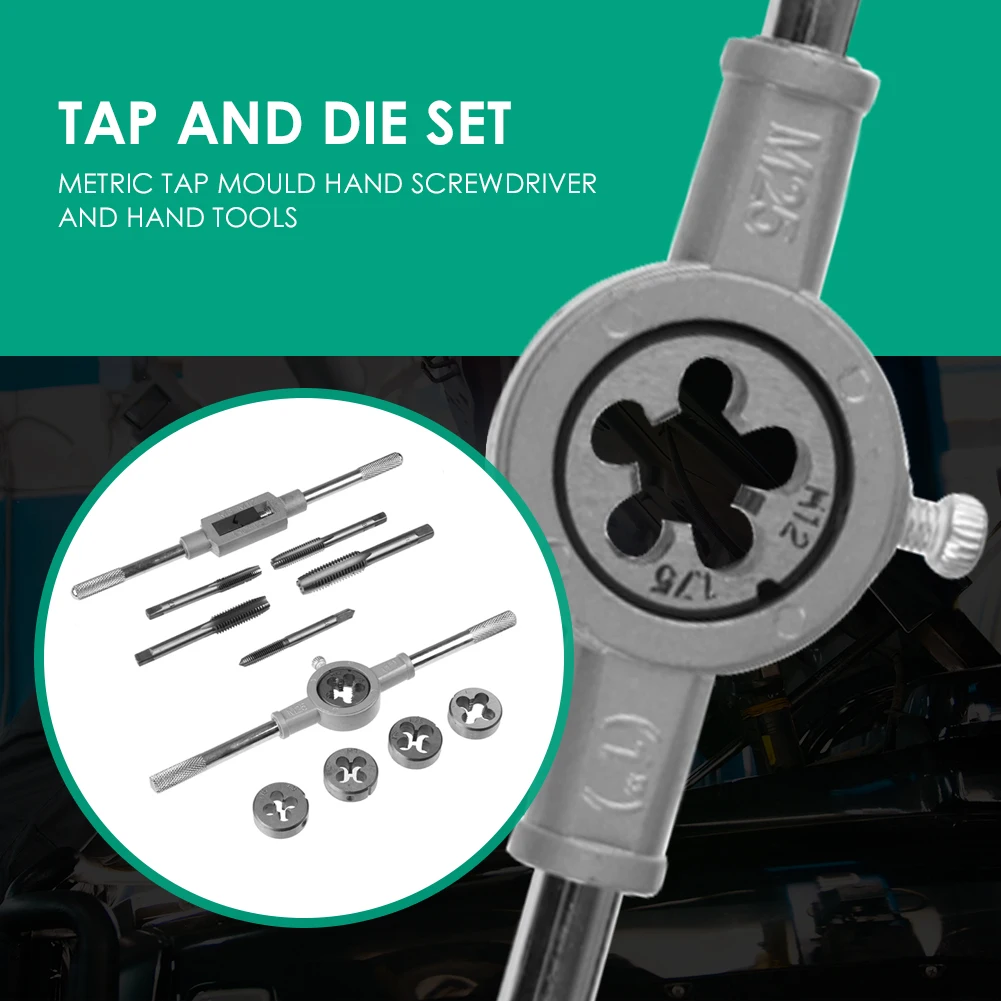 

Alloy Steel Screw Tap Die Sets Tap Reamer External Thread Cutting Tapping Tools Easily Carrying Lightweight Tools