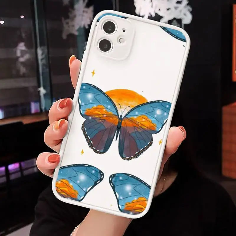 

Bling Glitter Butterfly Phone Cases matte transparent For white iPhone 7 8 x xs xr 11 12 pro plus max mini Clear Funda