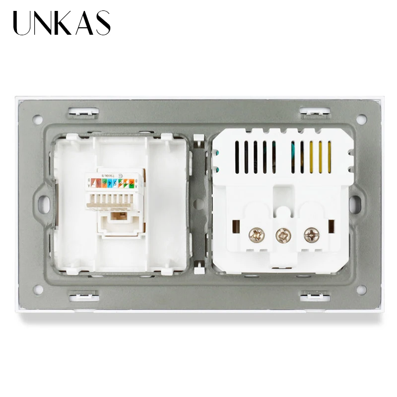 UNKAS роскошная стеклянная панель настенная розетка стандарта ес 2 USB порта для