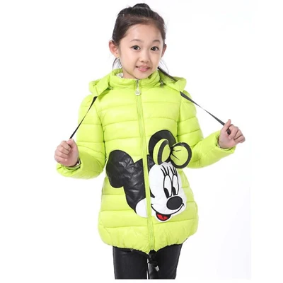 JK029-Green Новинка; куртка с Минни для девочек; зимнее пальто для девочек; Верхняя одежда с Анной и Эльзой; теплая хлопковая куртка с капюшоном; подарки для детей - Цвет: JK029-Green