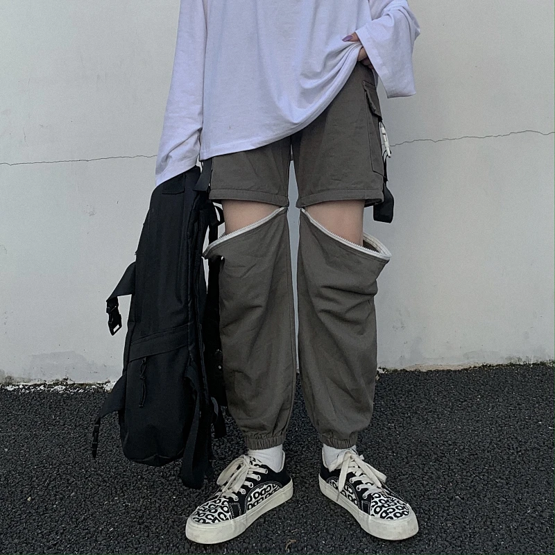 

New Harajuku Style Overalls Women's Spring Loose Street Fashion Casual Detachable Trouser Pockets Two-Wear Functional Trousers