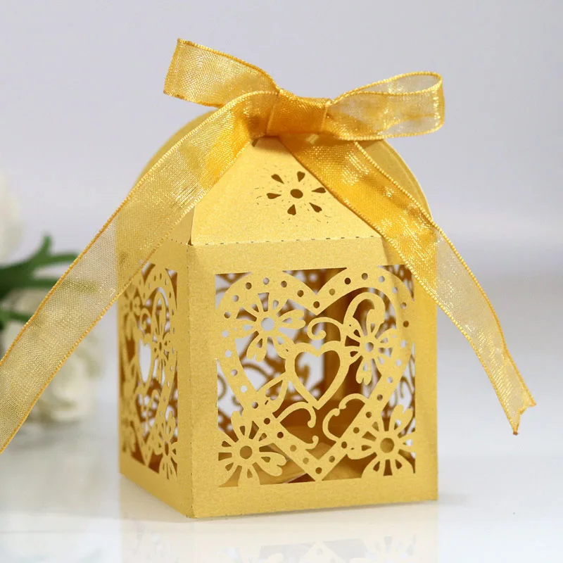 10 шт. цветком влюбленной Герат лазерная резка свадебные сувениры подарки коробка