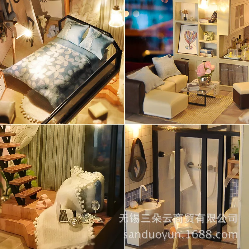 Сборная модель сделай сам большой кукольный домик деревянные кукольные домики