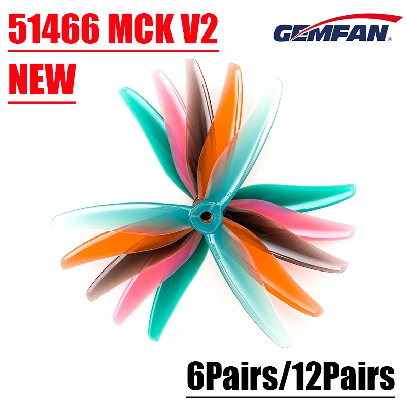 6/12 Pairs Gemfan 51466 MCK V2 5inch M5 Hole 3 Tri-Blade Propeller Props CW CCW  FPV Propeller for 2207 2306KV Motor FPV Drone